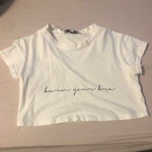 Burn your bra cropped T-shirt